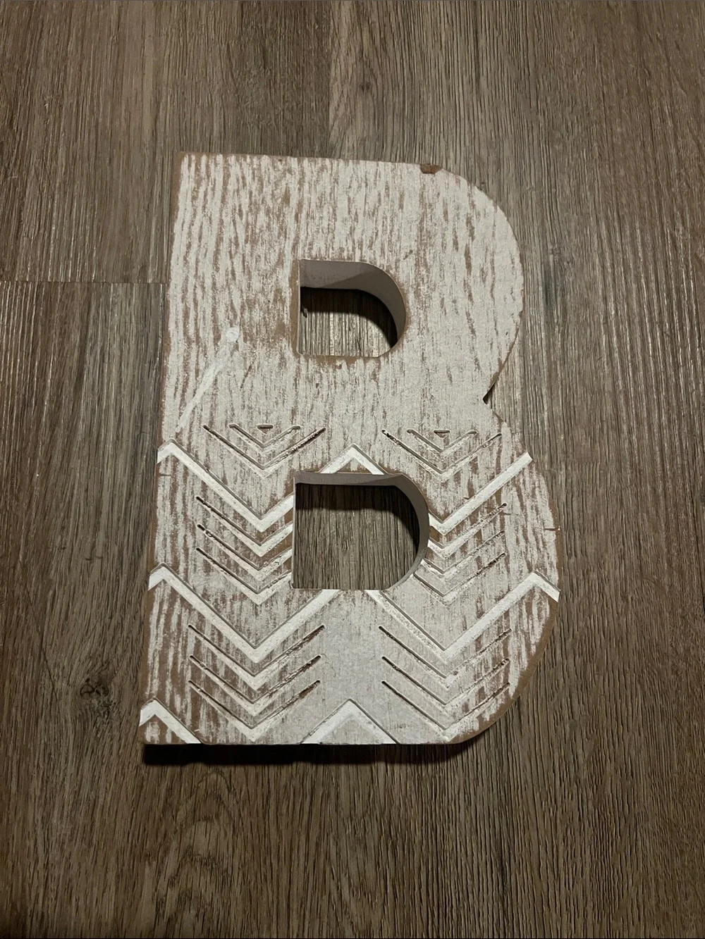 Neutral Whitewashed Wood Letter B Wall Decor